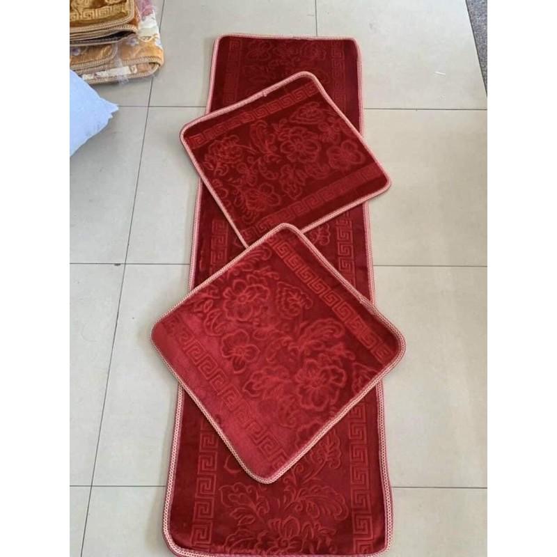 Bộ thảm ghế kép in hoa Hồng bèo nhún