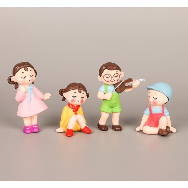 Full set bé trai, gái dễ thương trang trí tiểu cảnh quà tặng trang trí