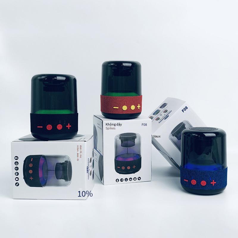Thuận lợi nhất loa bluetooth F08 mới tại nhà 3d bao quanh đèn lồng trong suốt âm thanh loa siêu trầm mini bầu không khí ánh sáng loa