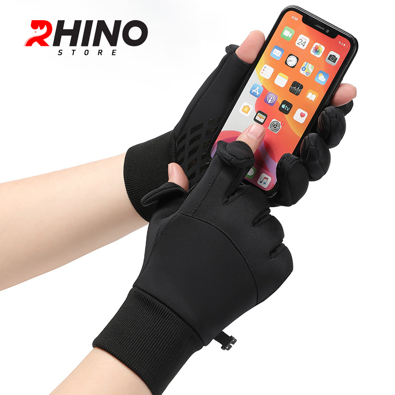Găng tay hở ngón giữ ấm, chống gió mùa đông Rhino G301 cảm ứng điện thoại cho nam, nữ