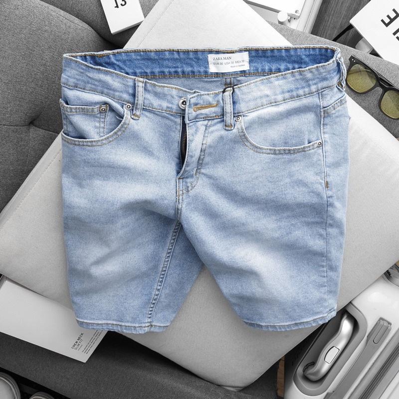 Quần short jean nam xuất xịn màu trơn co giãn chất đẹp