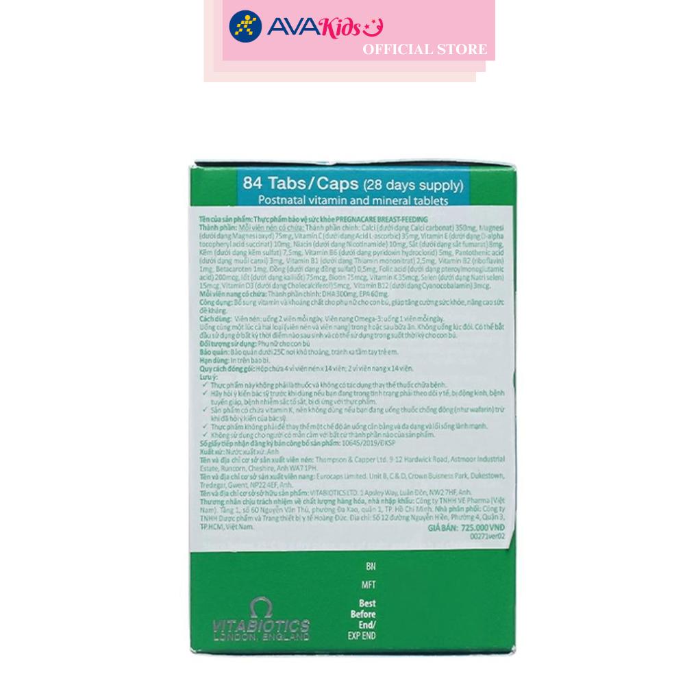 Viên uống Vitabiotics Pregnacare breast-feeding bổ sung vitamin và khoáng chất 84 viên