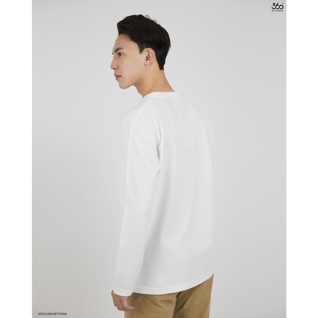 Áo thun nam dài tay cổ henley thương hiệu thời trang nam 360Boutique áo thun basic hai màu trắng đen - ATDOL329