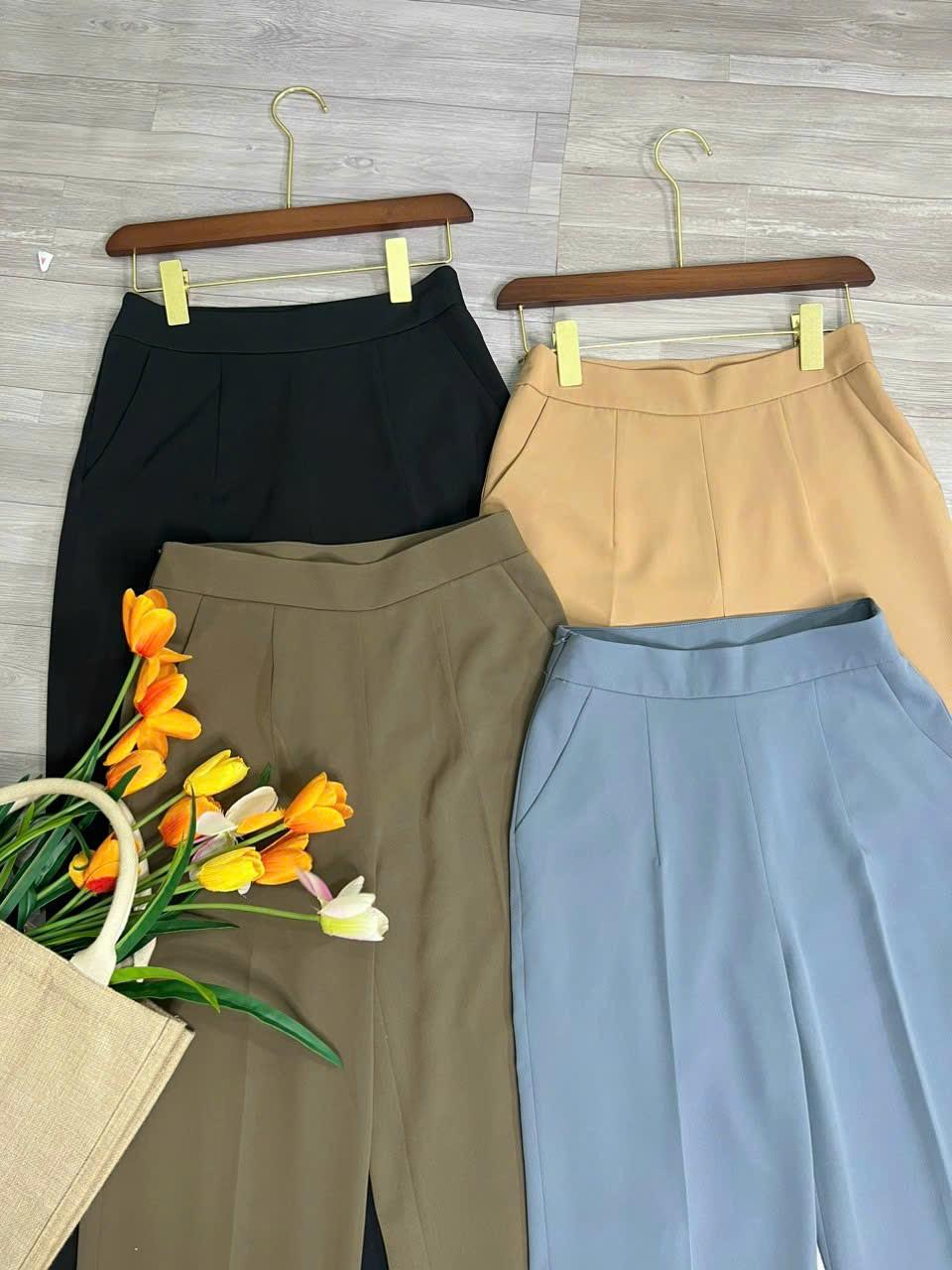 Quần Tây suông dài-dây kéo bên hông Women dây kéo 1 bên nhiều màu
