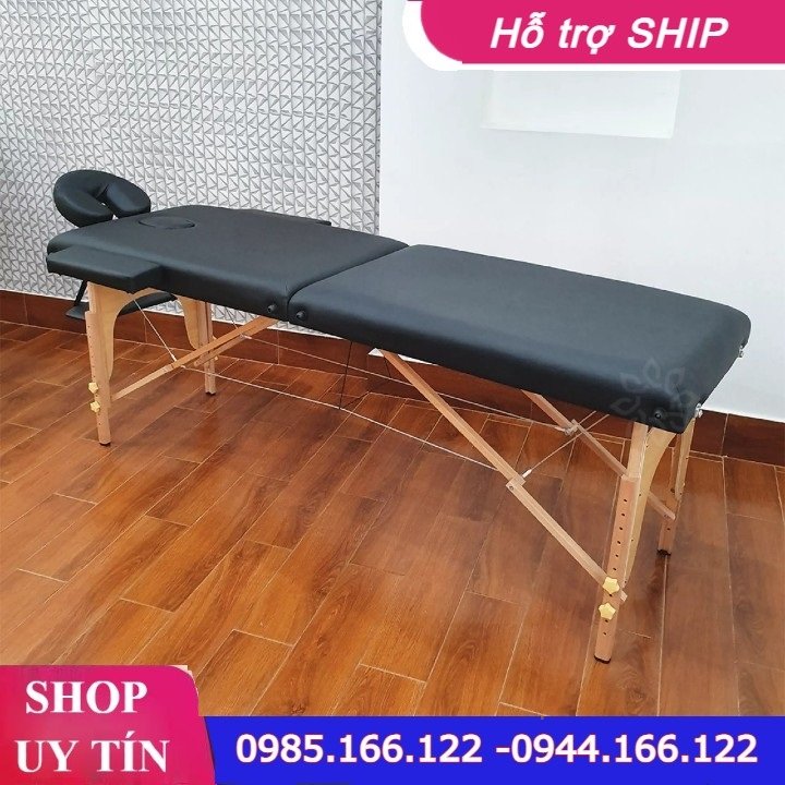 Giường Spa Gấp Gọn Chân Gỗ - Giường Massage Xoa Bóp Bấm Huyệt