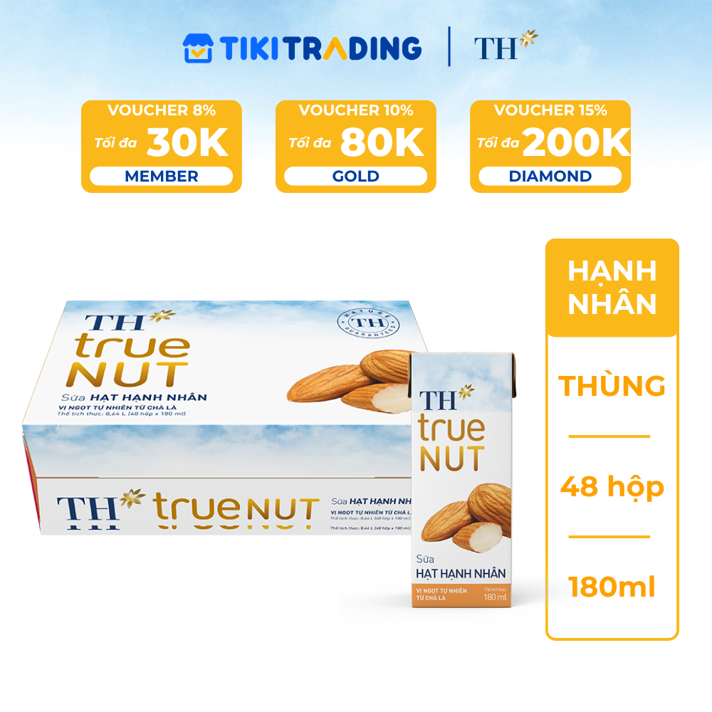 Thùng 48 hộp Sữa hạt Hạnh nhân TH True NUT 180ml
