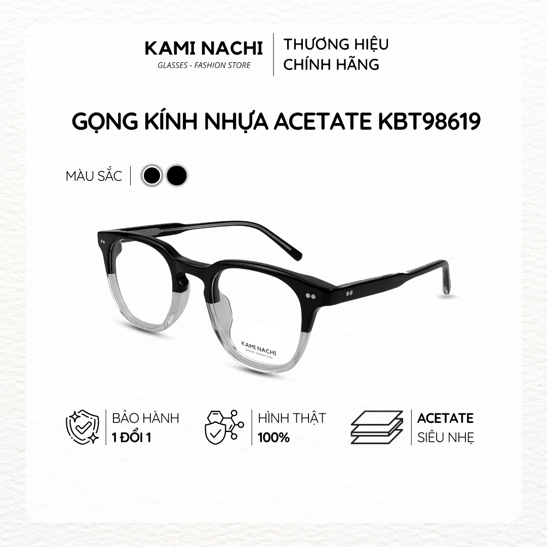 Gọng kính Acetate dáng tròn, có tròng chống Ánh Sáng Xanh KAMI NACHI phong cách hiện đại AD - KBT98613