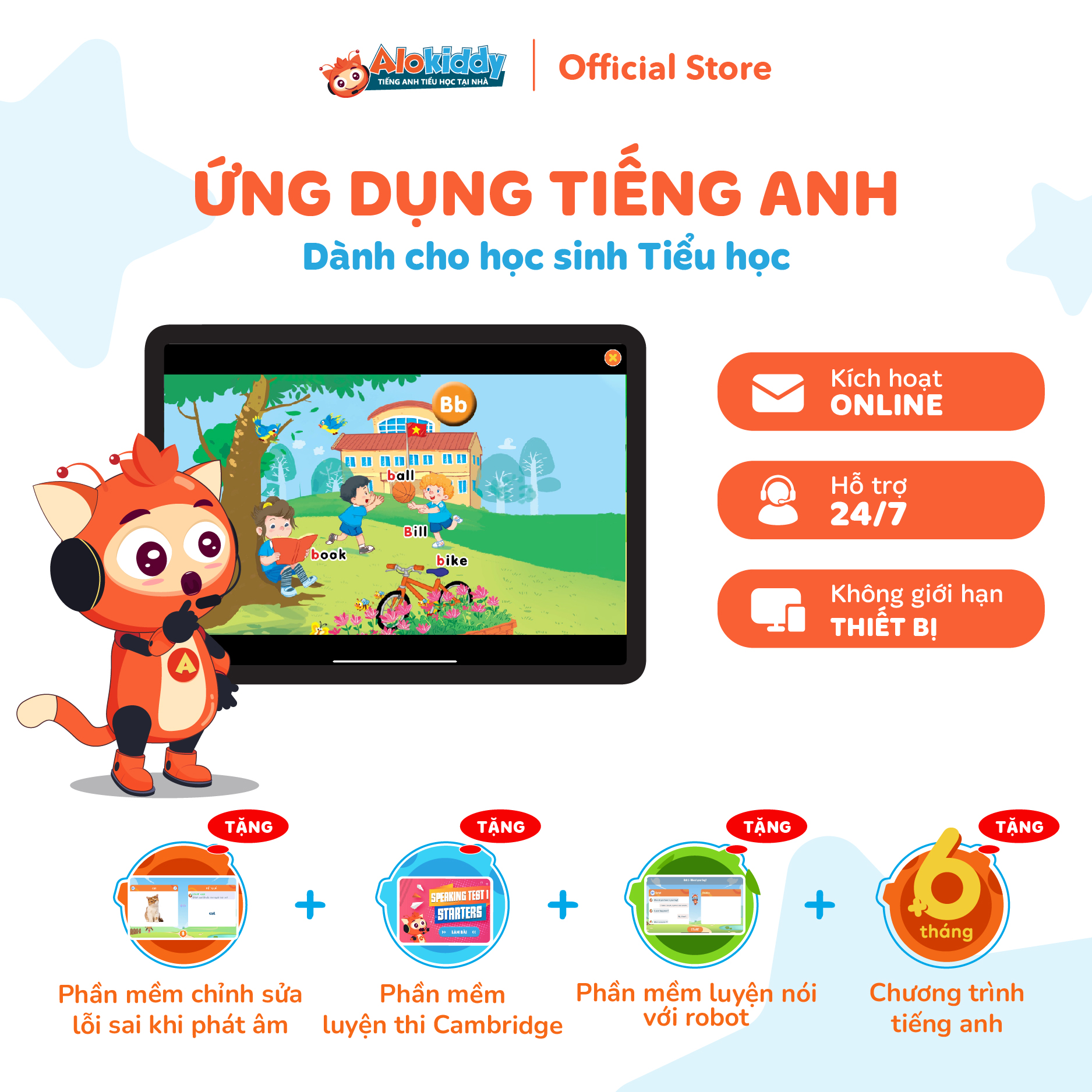 Combo ALOKIDDY Tiếng Anh và ENGLISH4U - 2 Khóa học tiếng Anh cho 6-10 tuổi và 16 tuổi trở lên