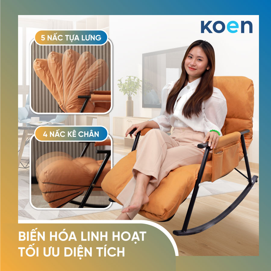 Ghế Bập Bênh Thư Giãn Koen- Ghế Bập Bênh Cho Bé ,Ghế Tựa Lưng Cho Người Lớn