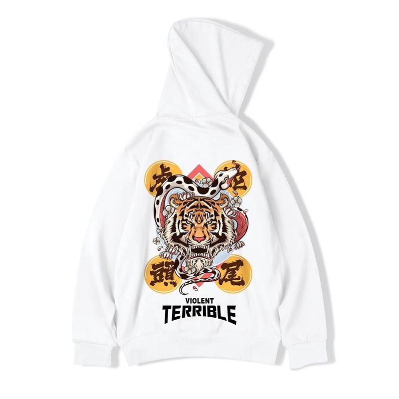 Áo Hoodie nam from rộng chất nỉ ngoại nhập in hình hổ cá tính
