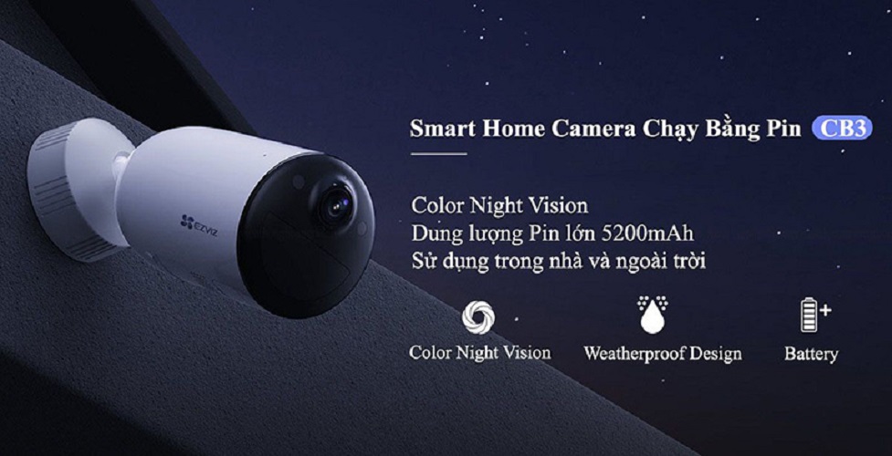 Camera Sử Dụng Pin Ezviz CS-CB3 2MP 1080P, Phát Hiện Chuyển Động, Dung Lượng Pin 5200mA- hàng chính hãng