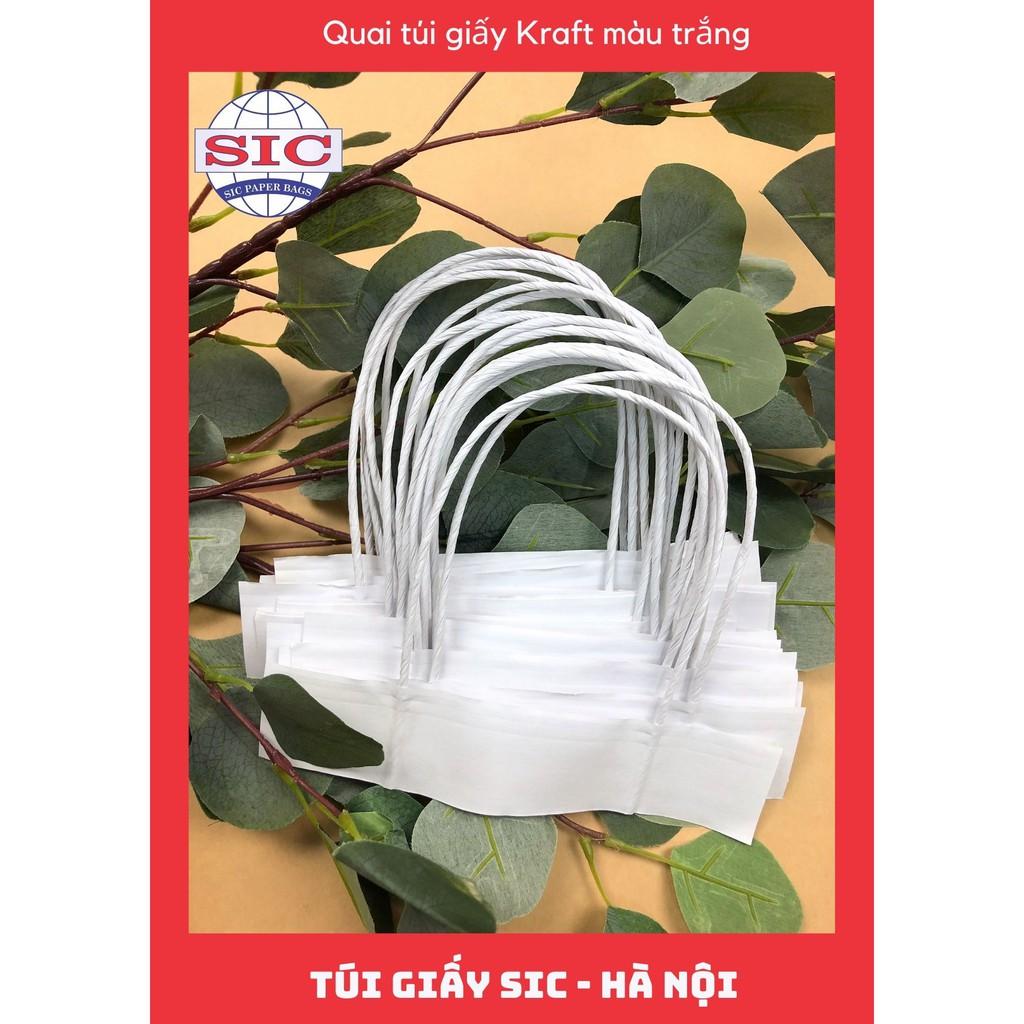 QUAI TÚI GIẤY KRAFT MÀU TRẮNG (ẢNH THẬT)