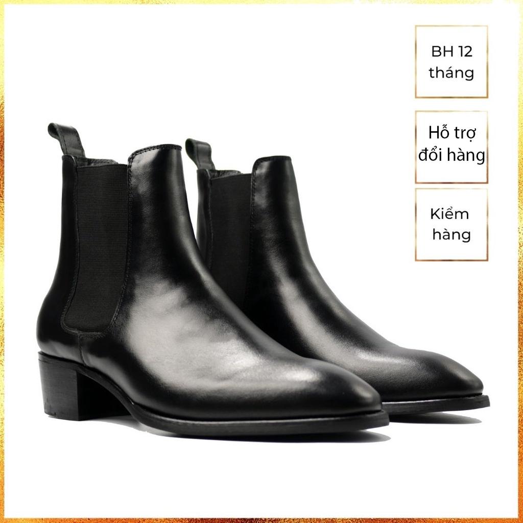 Giày Chelsea boots da bò cao cấp nhập khẩu handmade August shoes CB21D gót 5cm