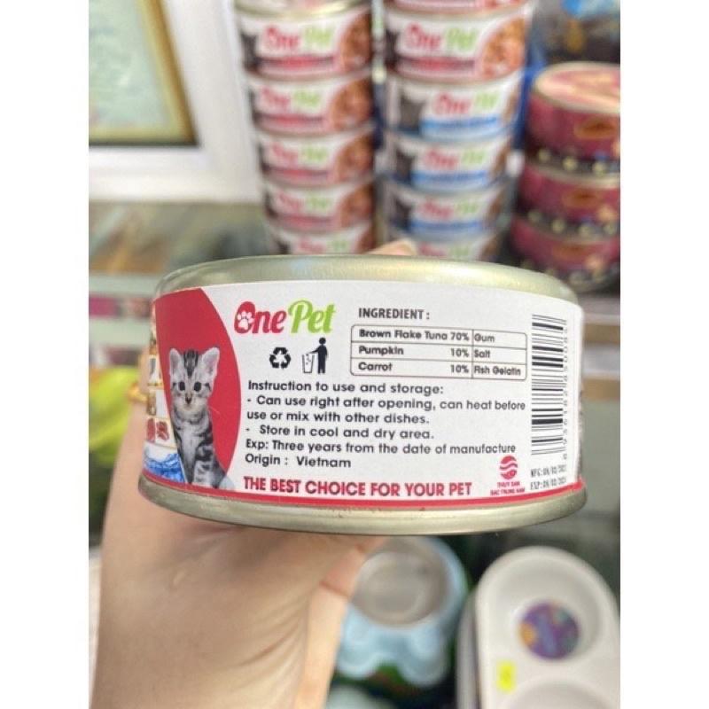 Pate lon One Pet dành cho mèo vị rau và cá ngừ 165g
