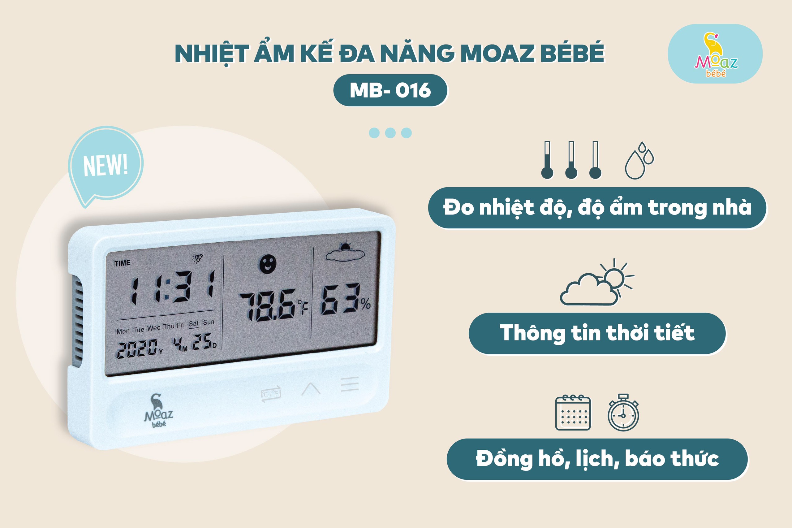 Nhiệt ẩm kế trong nhà Moaz bébé MB016