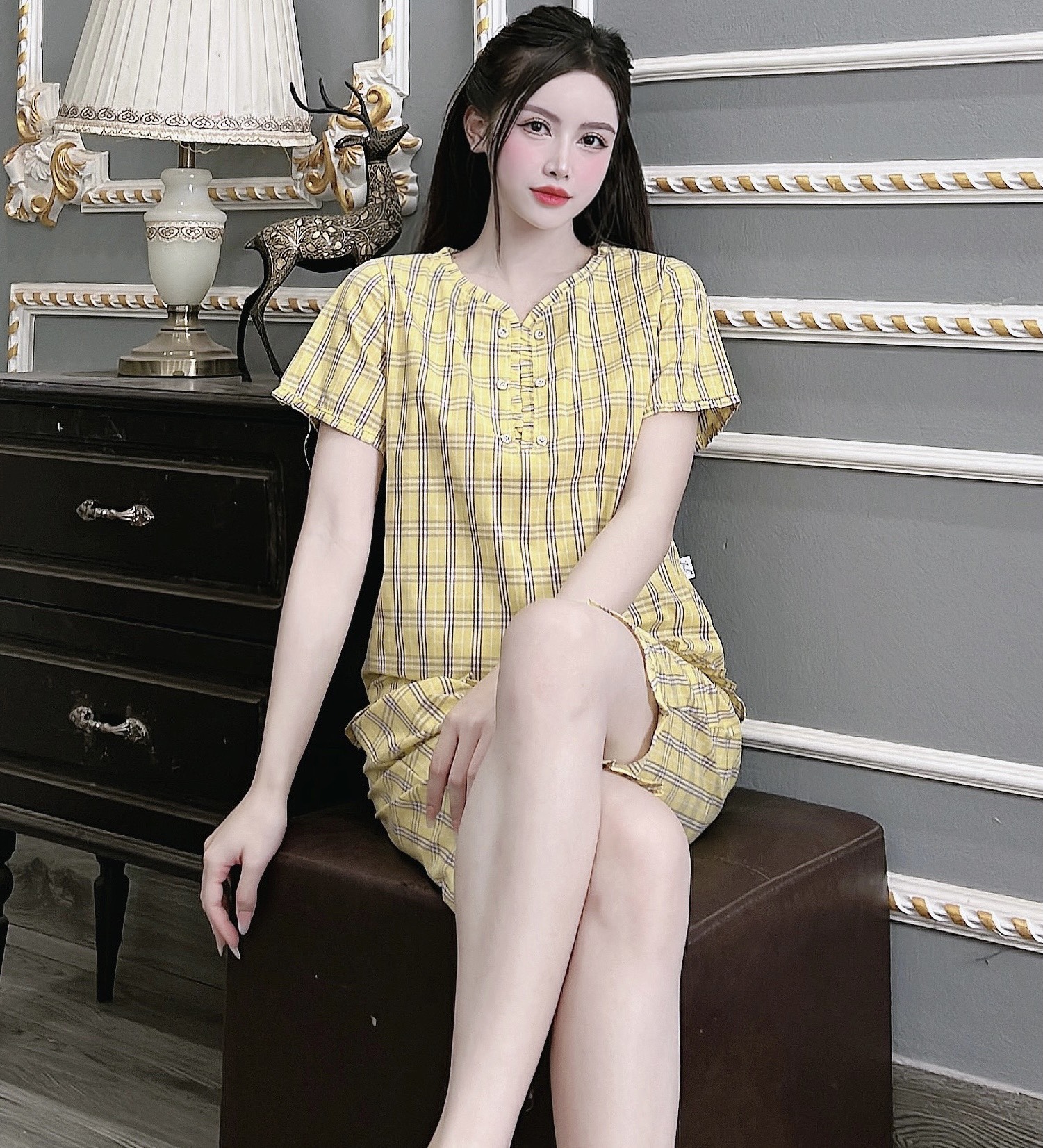 Đồ bộ nữ mặc nhà xinh, mẫu lửng vải kate