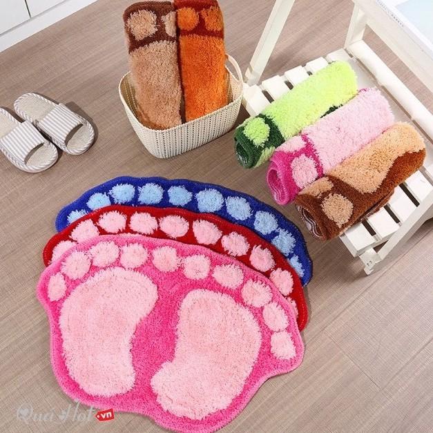 Thảm lau chân, chùi chân siêu thấm hình bàn chân tạo cảm giác êm ái và sạch sẽ