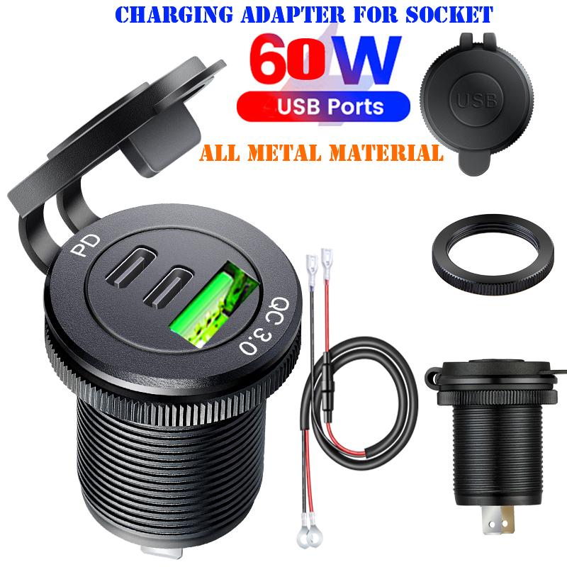 PD Typec và QC3.0 USB C Outlet Bộ điều hợp không thấm nước tích hợp xe hơi USB Bộ sạc 12 V/24V cho thuyền biển Motorc