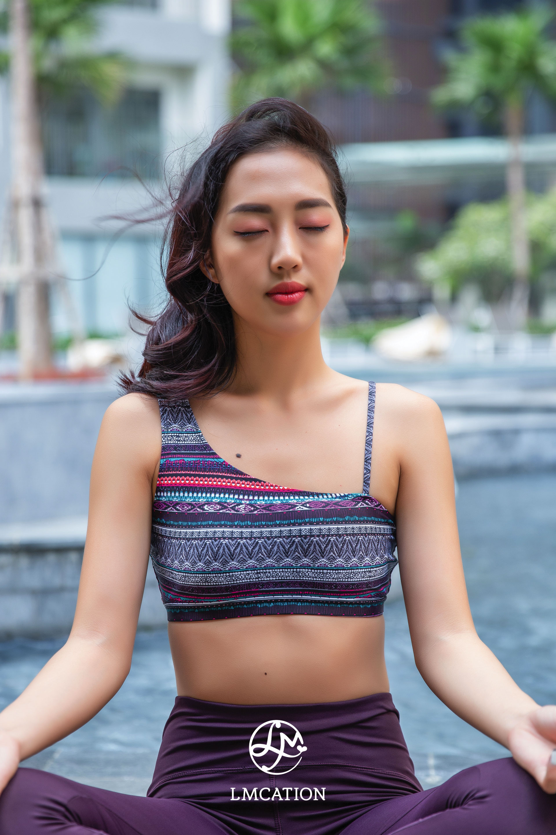 Combo Thể Thao - Áo Bikini LMcation Abby Thổ Cẩm & Quần dài thể thao phối lưới LMcation Venus - Màu tím