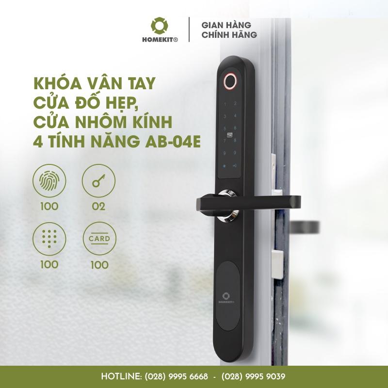 Khoá cửa vân tay điện tử thông minh HOMEKIT AB-04E 4 tính năng có màn hình LED phù hợp nhiều loại cửa - lắp đặt tận nhà