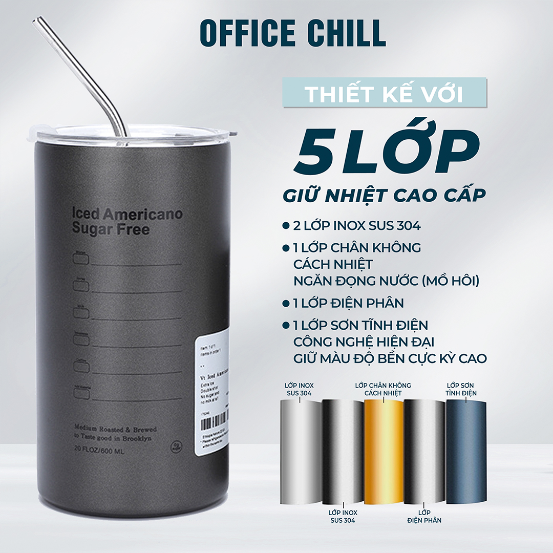 Ly Giữ Nhiệt Inox SUS 304 5 Lớp, Cốc Giữ Nhiệt Bán Chạy Có Ống Hút Cao Cấp Bảo Hành 90 Ngày