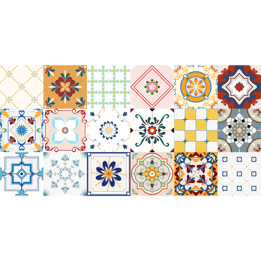 Decal gạch bông - set 32 ô 15x15 hoặc 18 ô 20x20 - KT04-12