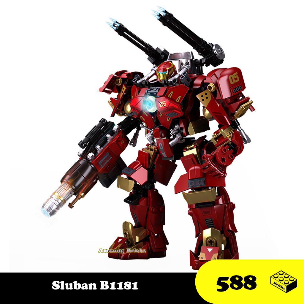 Đồ chơi Lắp ráp Lone Hulk, Sluban 1181 Mecha Master, Xếp hình thông minh, Mô hình người máy