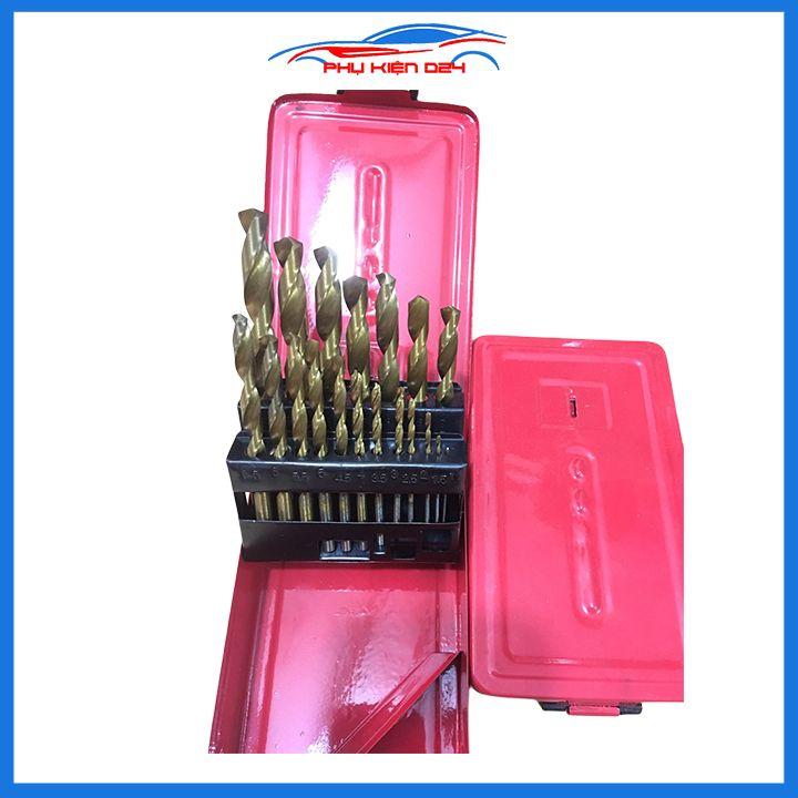 Bộ 19 mũi khoan màu vàng đường kính từ 1mm đến 10mm chuyên dùng khoan sắt thép inox