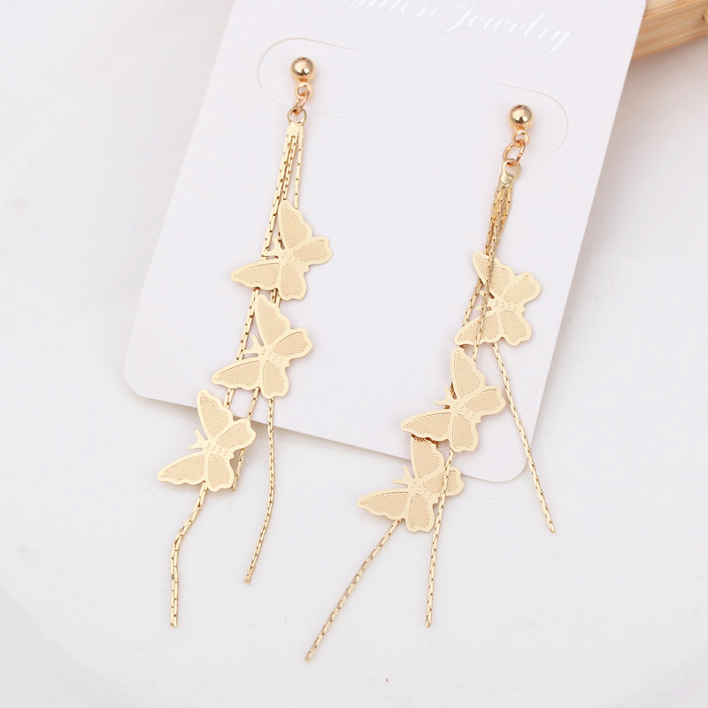 Khuyên tai cánh bướm thả dây dáng dài nữ tính