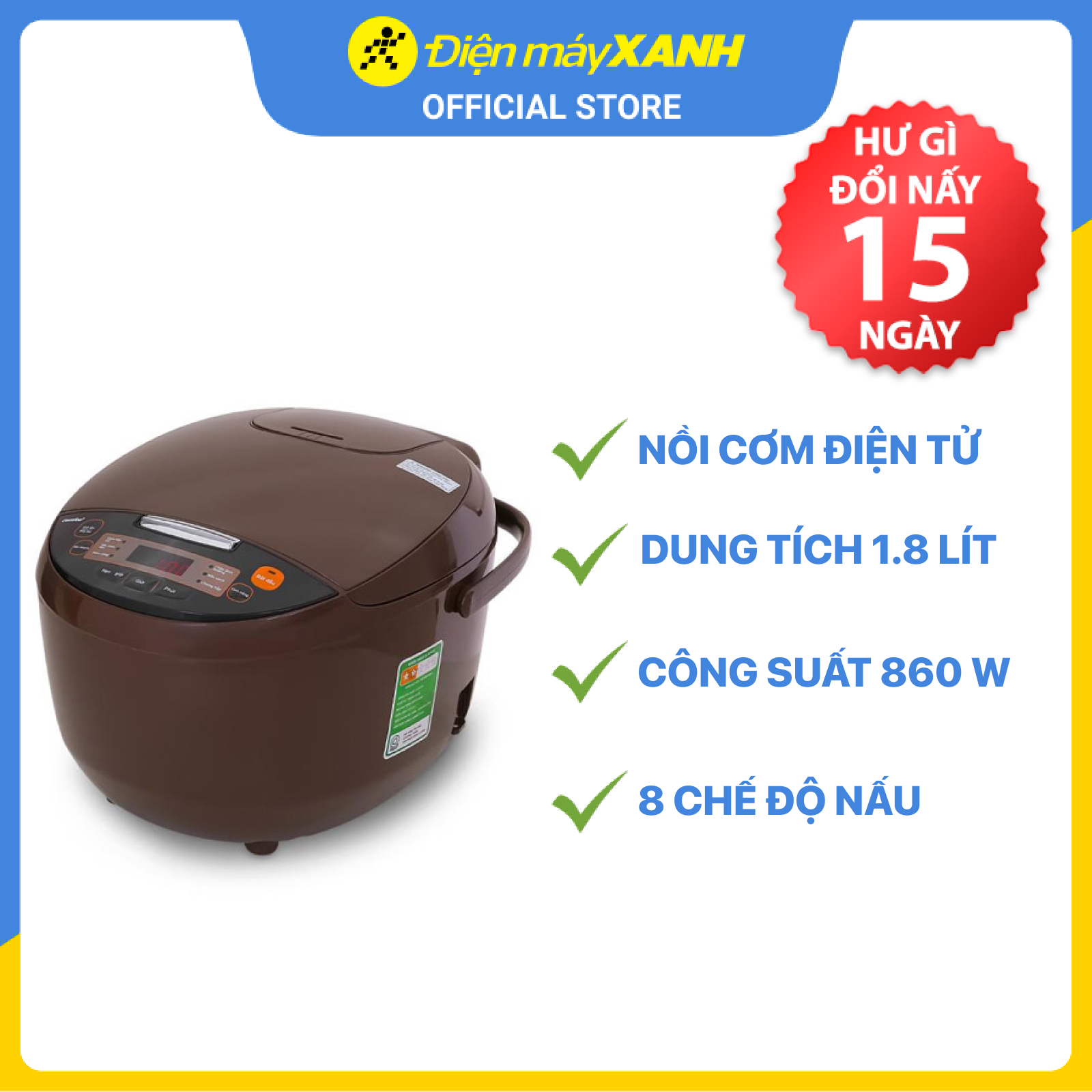 Nồi Cơm Điện Tử Comfee 1.8 lít CR-FD1820B - Hàng Chính Hãng