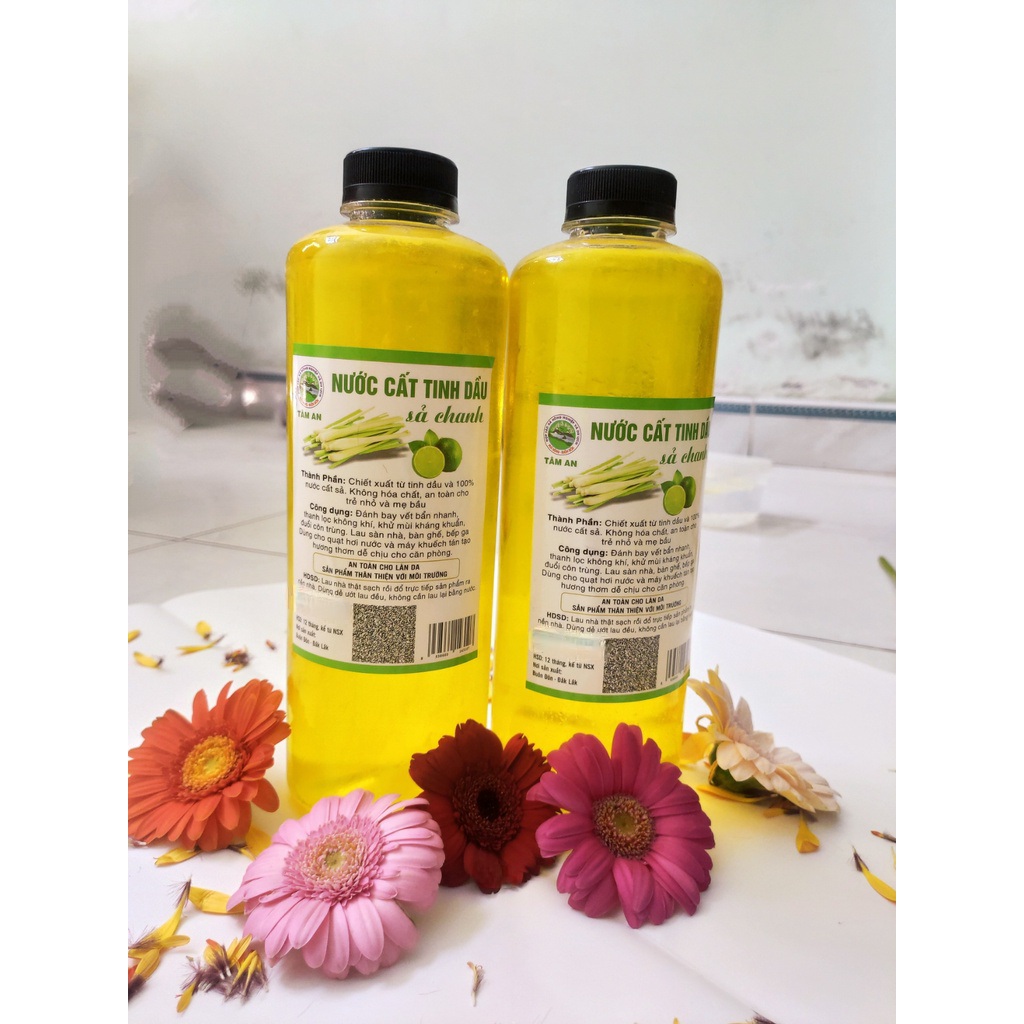 Nước Cất Tinh Dầu Sả Chanh 1000ML Giúp Lau Sàn Nhà, Khử Mùi, Đuổi Côn Trùng Tạo Hương Thơm Dễ Chịu