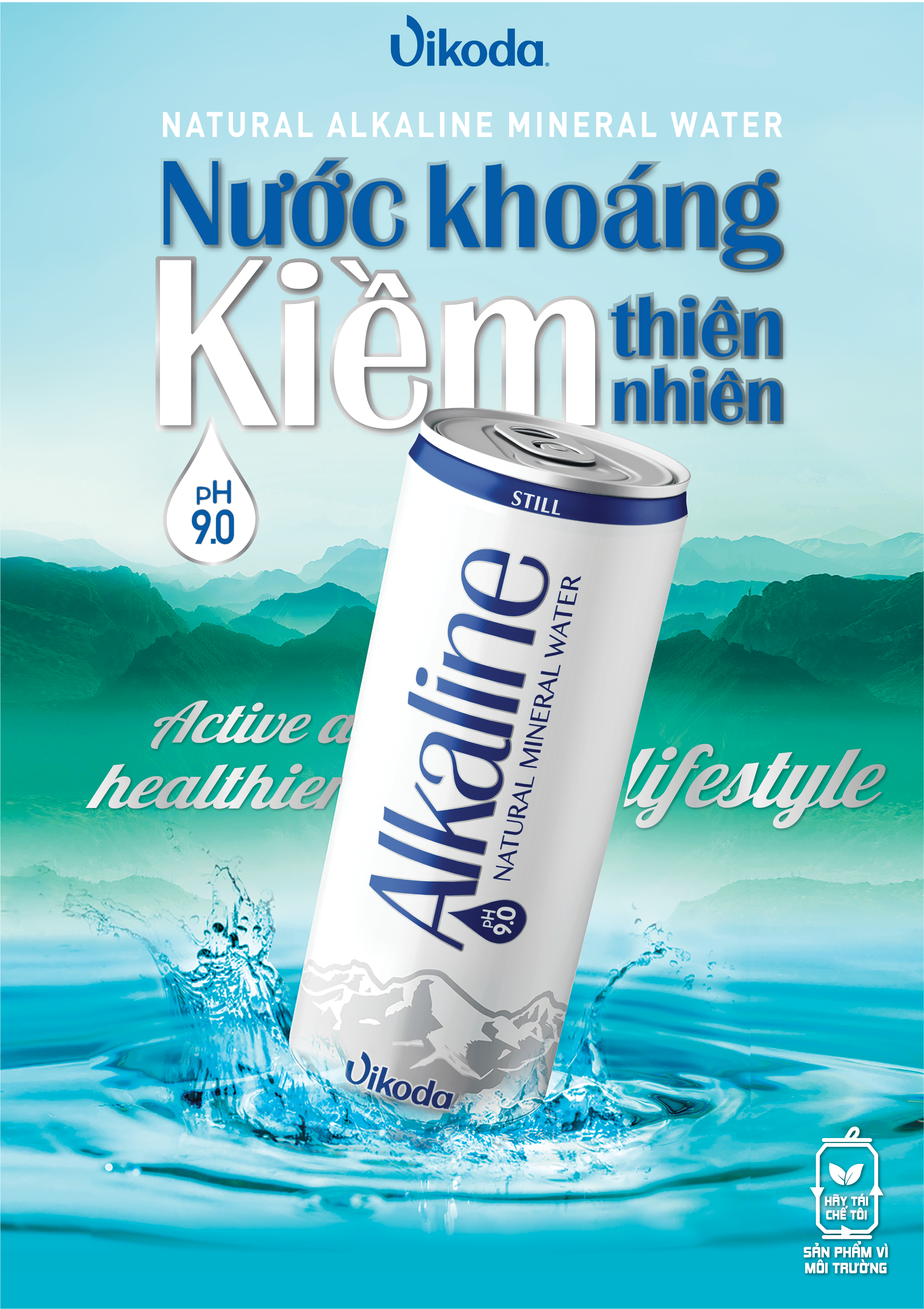 Nước khoáng kiềm thiên nhiên Vikoda - Alkaline 330ml