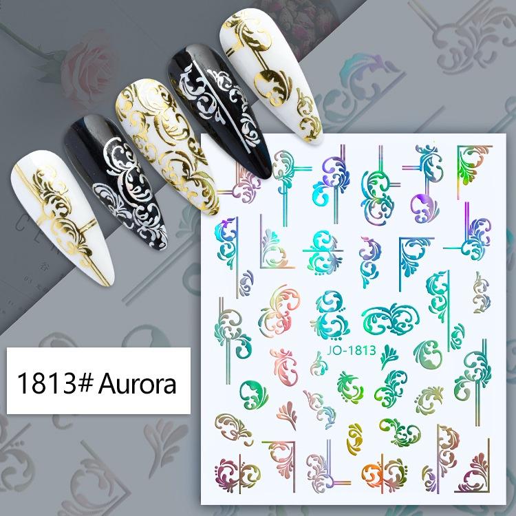 Sticker nail hoa văn phản quang flash Yapas 3D 40 đến 60 hình, decal hình dán gắn trang trí móng cao cấp