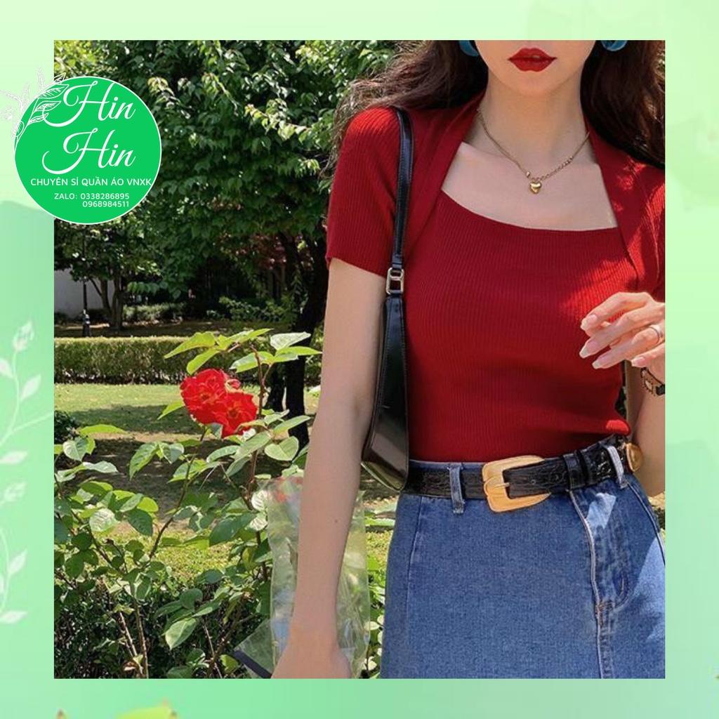 Áo len Quảng Châu cổ vuông tôn dáng siêu hot - hinhin