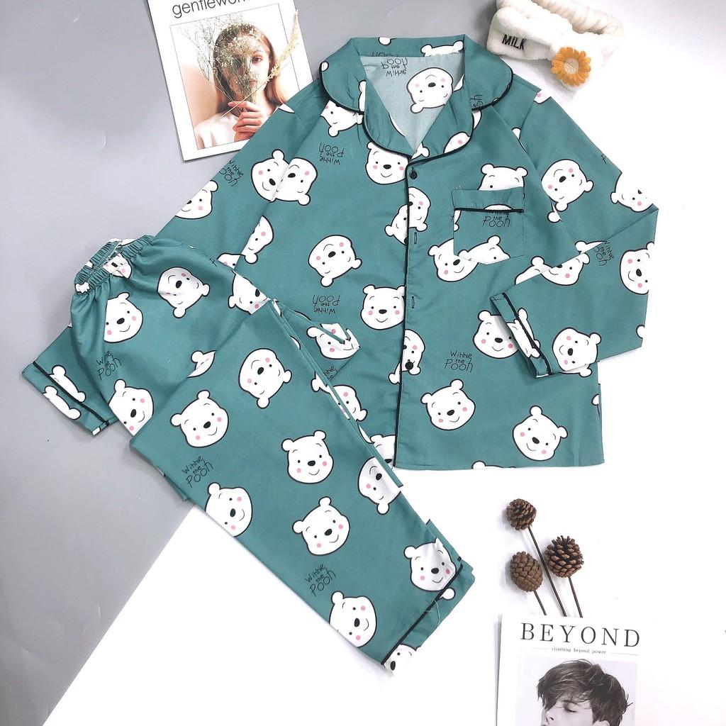 Đồ ngủ pijama nữ dáng dài tay chất kate thái cao cấp, Bộ quần áo mặc nhà pyjama- pizama HATIBO