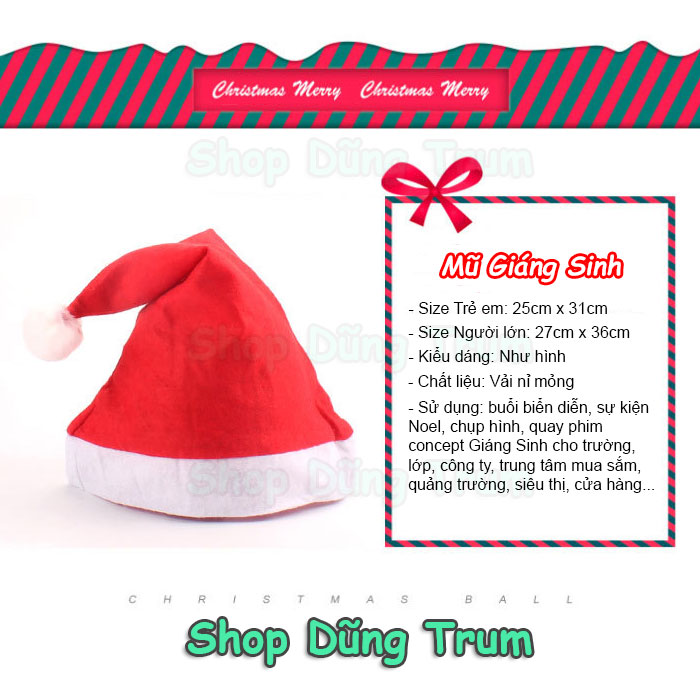 Mũ Noel Vải Nỉ Mỏng