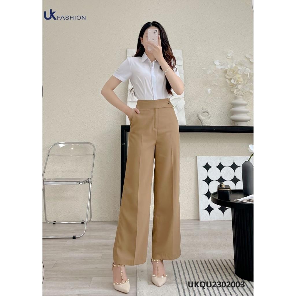 Quần Ống Rộng NK FASHION Thiết Kế Cạp Cao Tôn Dáng Phong Cách Công Sở Chất Vải Nhập Hàn Cao Cấp UKQU2302003