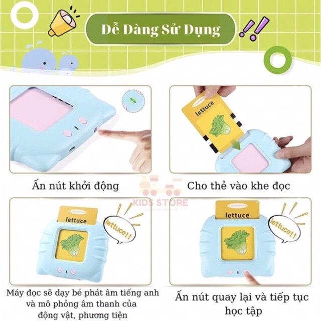 Máy đọc thẻ từ vựng Tiếng Anh flashcard 112 thẻ 224 từ vựng tiếng anh tặng kèm dây sạc pin