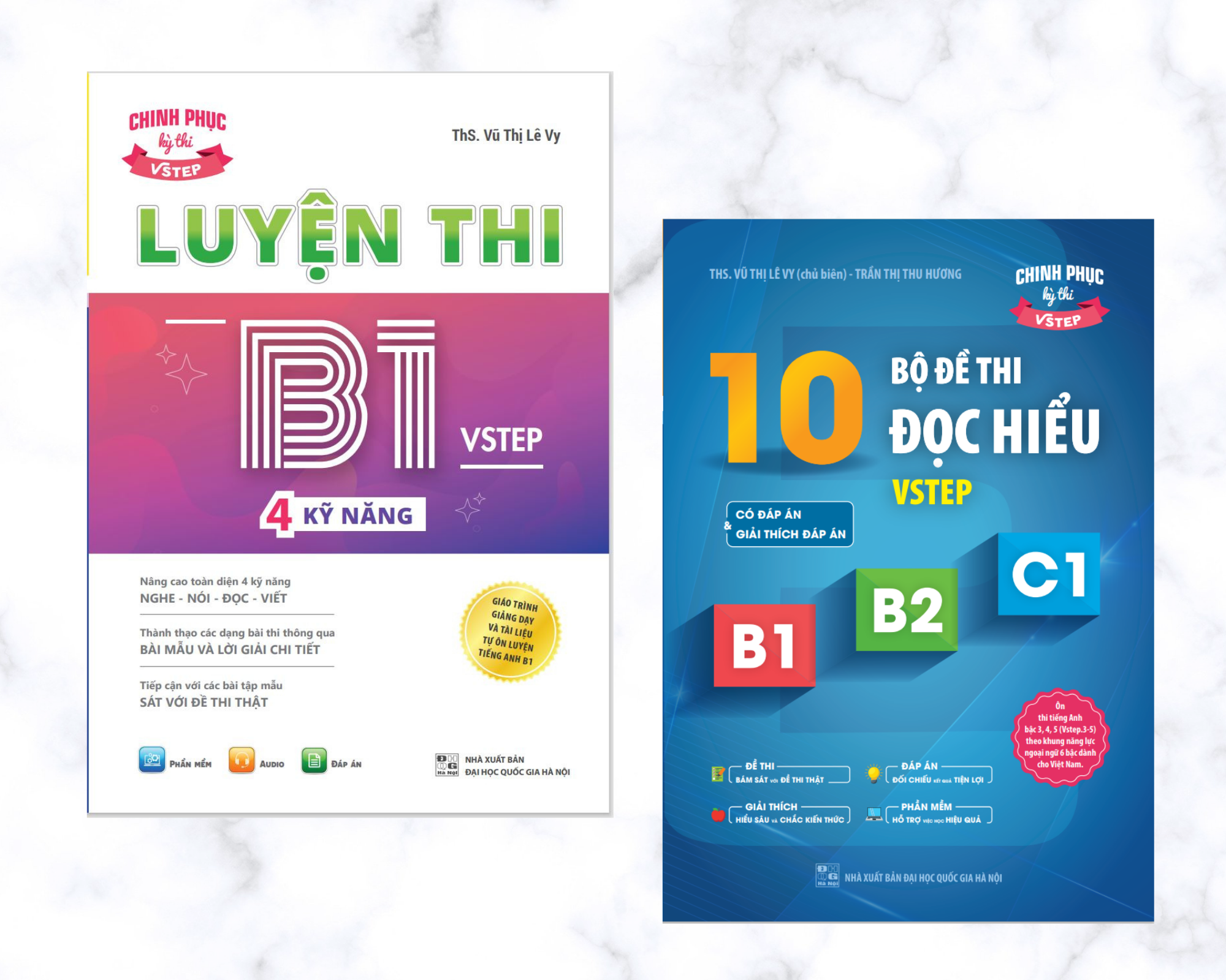 Combo Sách luyện thi B1 Vstep 4 kỹ năng và Sách 10 bộ đề thi Đọc hiểu Vstep reading B1-B2-C1 ôn thi chứng chỉ ngoại ngữ bậc 3, 4, 5