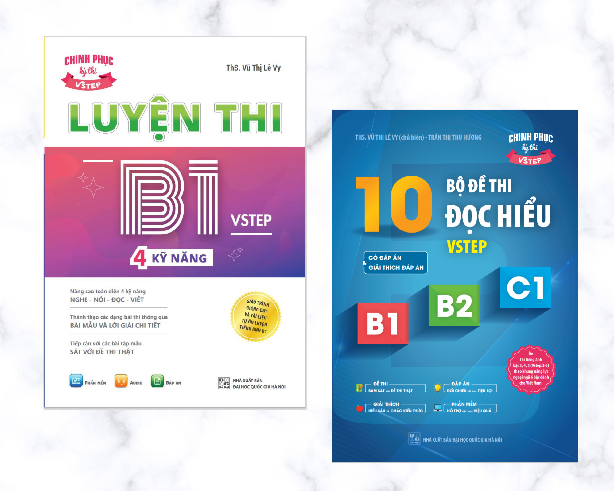 Combo Sách luyện thi B1 Vstep 4 kỹ năng và Sách 10 bộ đề thi Đọc hiểu Vstep reading B1-B2-C1 (Vstep practice test) ôn thi chứng chỉ ngoại ngữ bậc 3, 4, 5