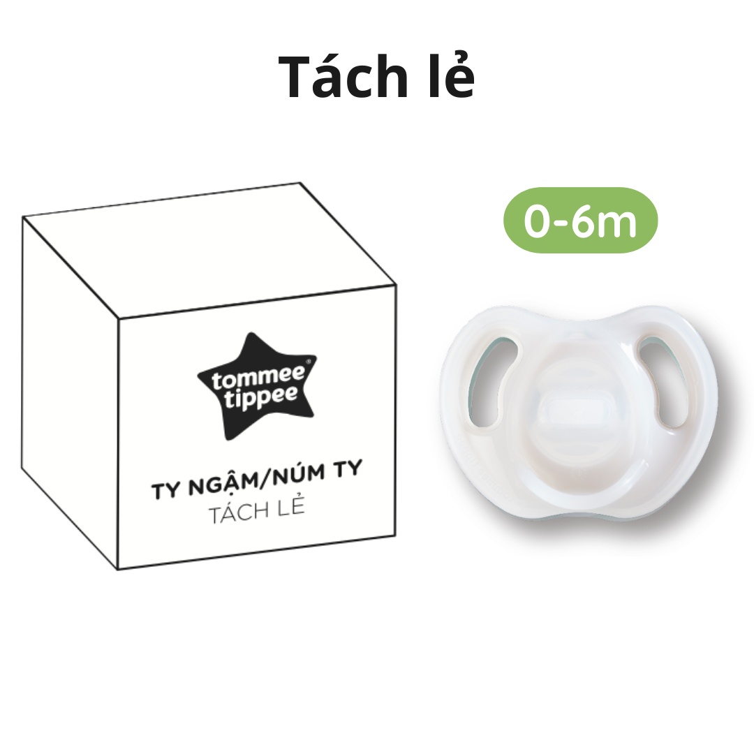 Ty ngậm silicon siêu nhẹ cho bé Tommee Tippee Ultra Light 0-6, 6-18 tháng (vỉ đôi, tách lẻ)