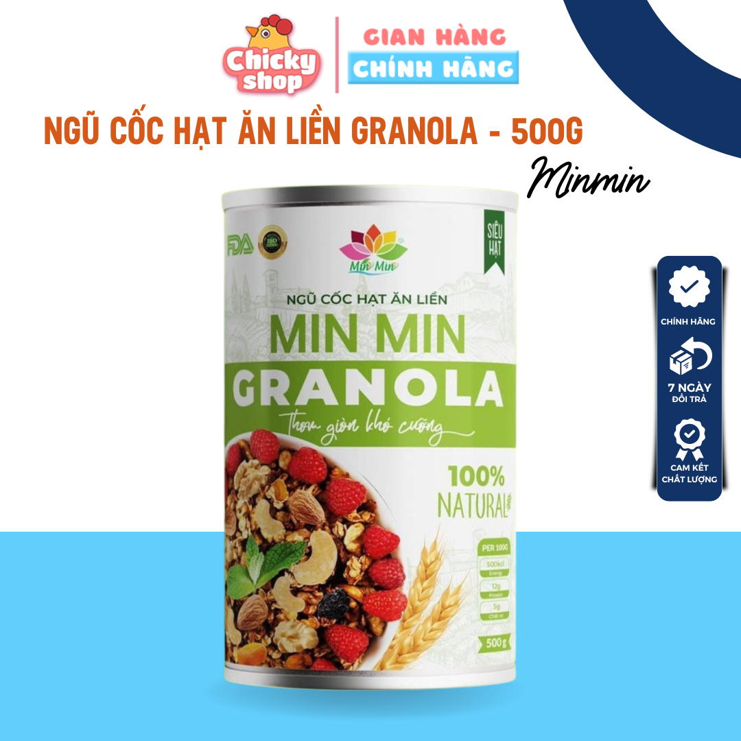 2 Hộp (1kg) Ngũ Cốc Granola Min Min _ Ngũ Cốc Hạt Ăn Liền Granloa Min Min (1hộp 500gr)