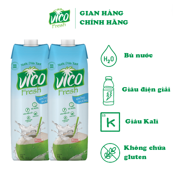 Combo 2 Hộp Nước Dừa Vico Fresh 1L - Vị Natural