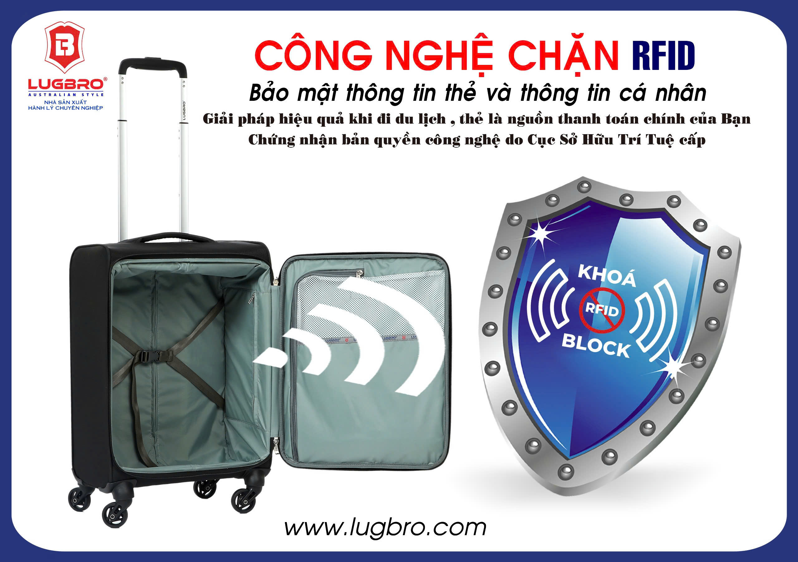 Vali Hành Lý Xách Tay Siêu Nhẹ 1.8kg LUGBRO PILOT - Hàng Chính Hãng - Bảo Hành Trọn Đời