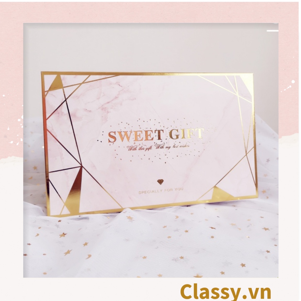 XÉ LẺ Bộ túi giấy Classy hoặc Hộp quà 26 * 16 * 5,5cm đựng quà In chữ Sweet Gift phong cách châu Âu Q320