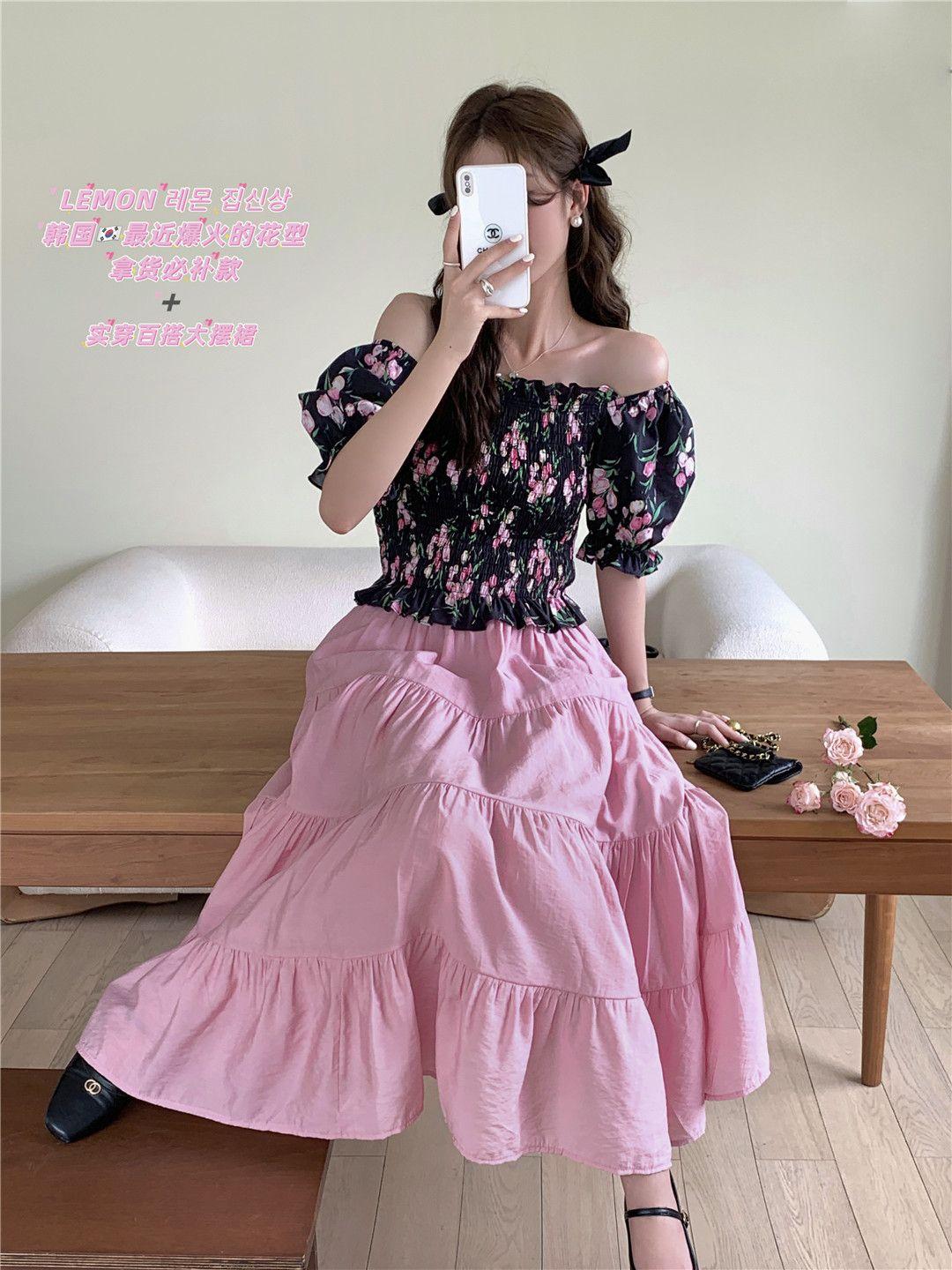 TOBE1SHOP Váy dài chữ A kiểu Pháp, váy dài, váy gió, váy dài, váy rộng, váy nửa người.