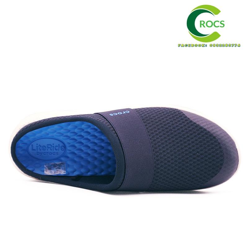 Giày lười vải lưới chống hôi chân -Croslite-Literide-Mesh mule cho nam màu xanh Navy