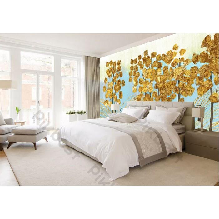 Tranh dán tường Phong cảnh trừu tượng hươu vàng phú quí, tranh dán tường 3d hiện đại MS1071536