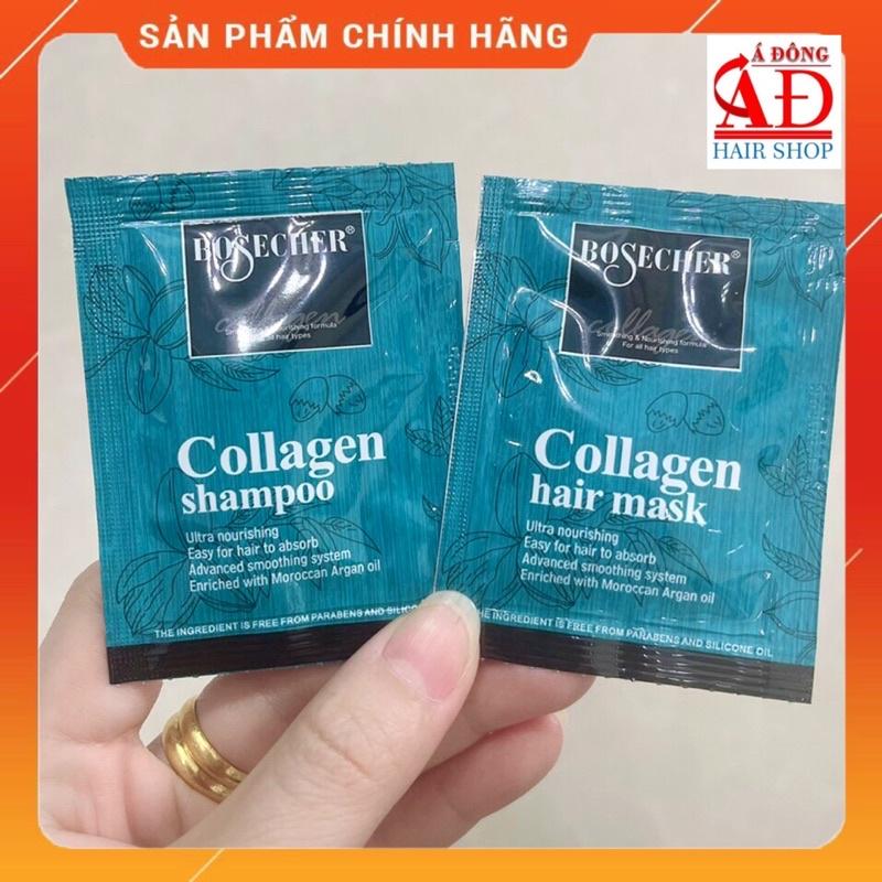 CẶP DẦU GỘI XẢ BOSECHER COLLAGEN MINI PHỤC HỒI MỀM MƯỢT TÓC 5ML*2