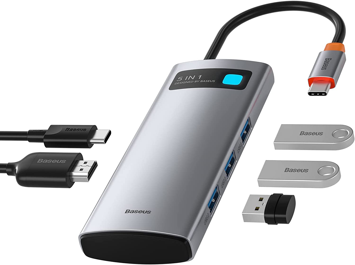 Hub chuyển Baseus type C ra các cổng HDMI, USB, SDcard, Lan- Hàng chính hãng